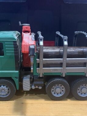 Bruder Green and Red Kids Toy Log Truck with Crane